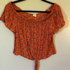 Mason & Belle off the shoulder crop top.